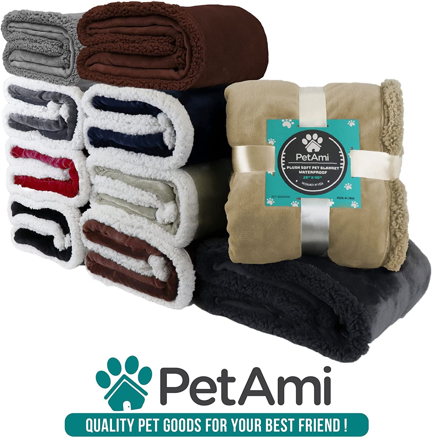 Waterproof Dog Blanket for Medium Large Dog Puppy Cat Throw for Couch Cover Leakproof Protection, Sherpa Fleece, Reversible Soft Washable 60X40 Brown Brown